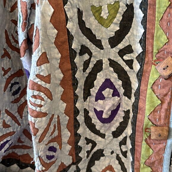 Vintage Territory Ahead Quilted Applique Boho Artsy Jacket Womens Med - Picture 8 of 17